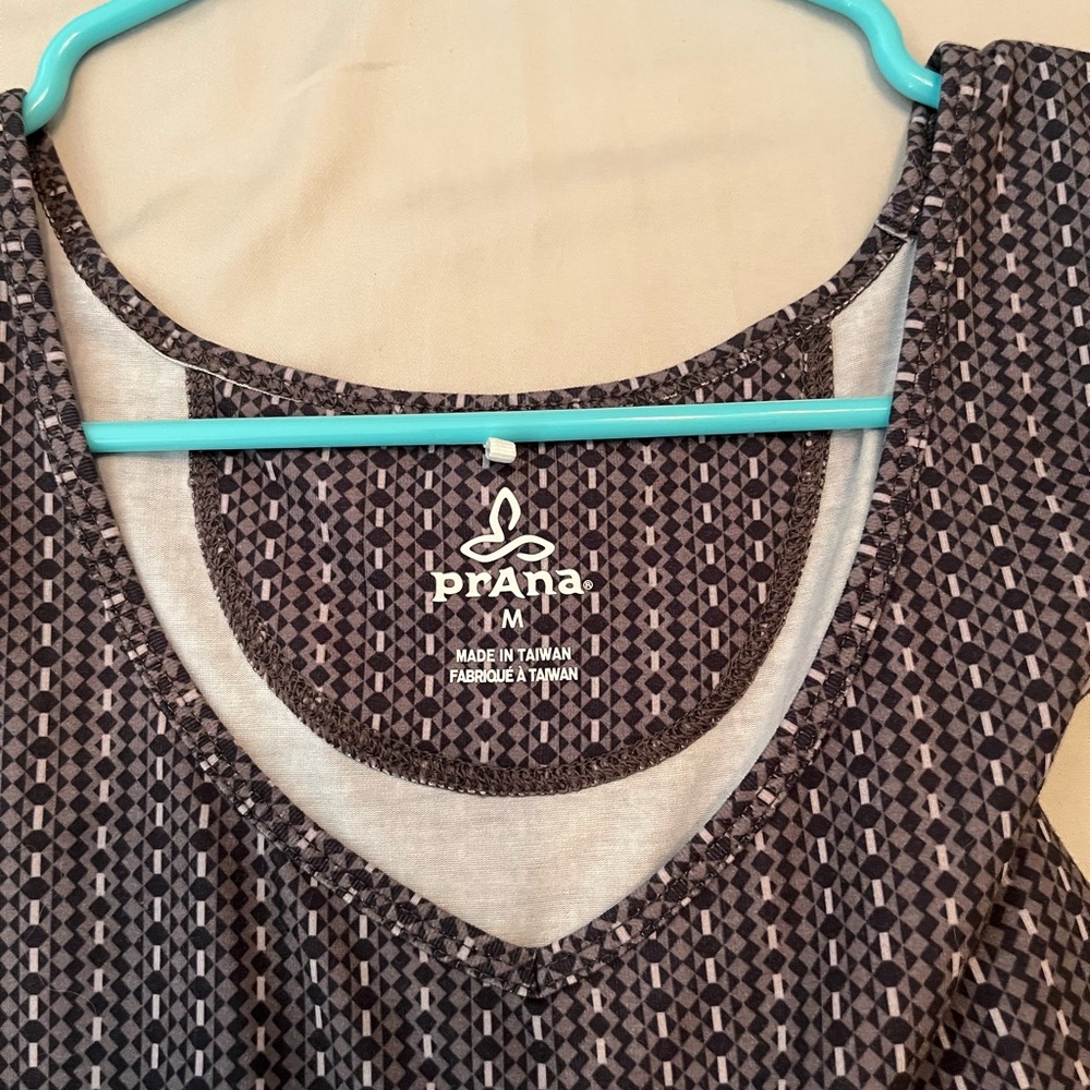 Prana Navy and White Geometric Dress